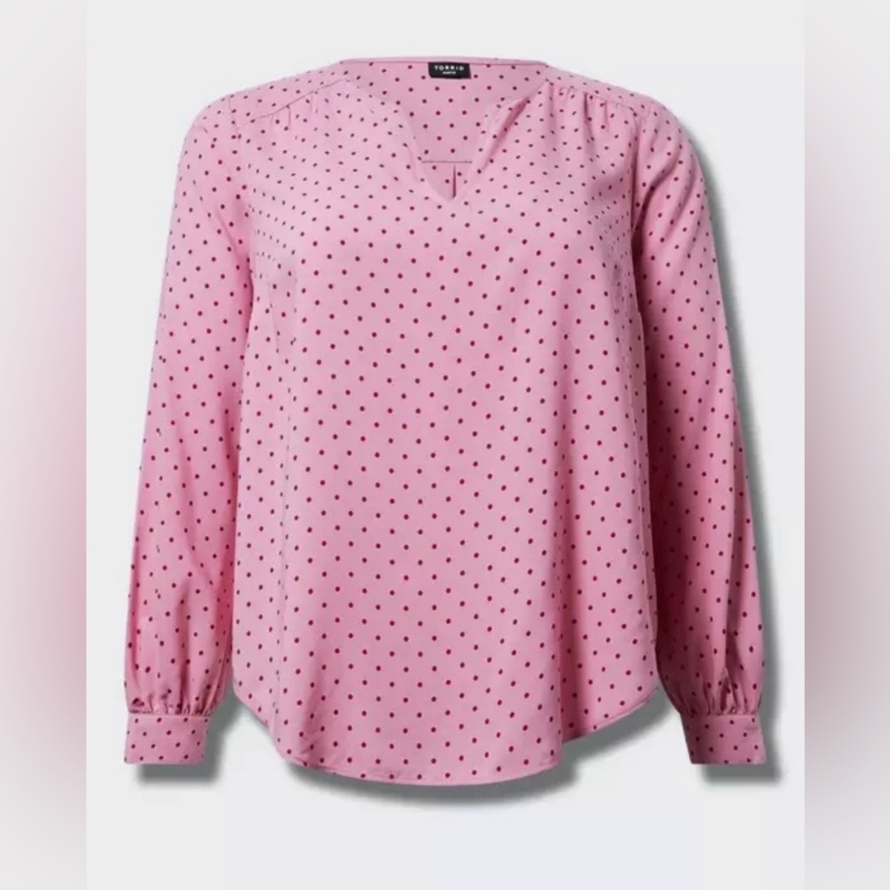 Torrid Harper Pink Polk Dot Challis Oversized Loose-Fit Blouse Top Plus Size 1X